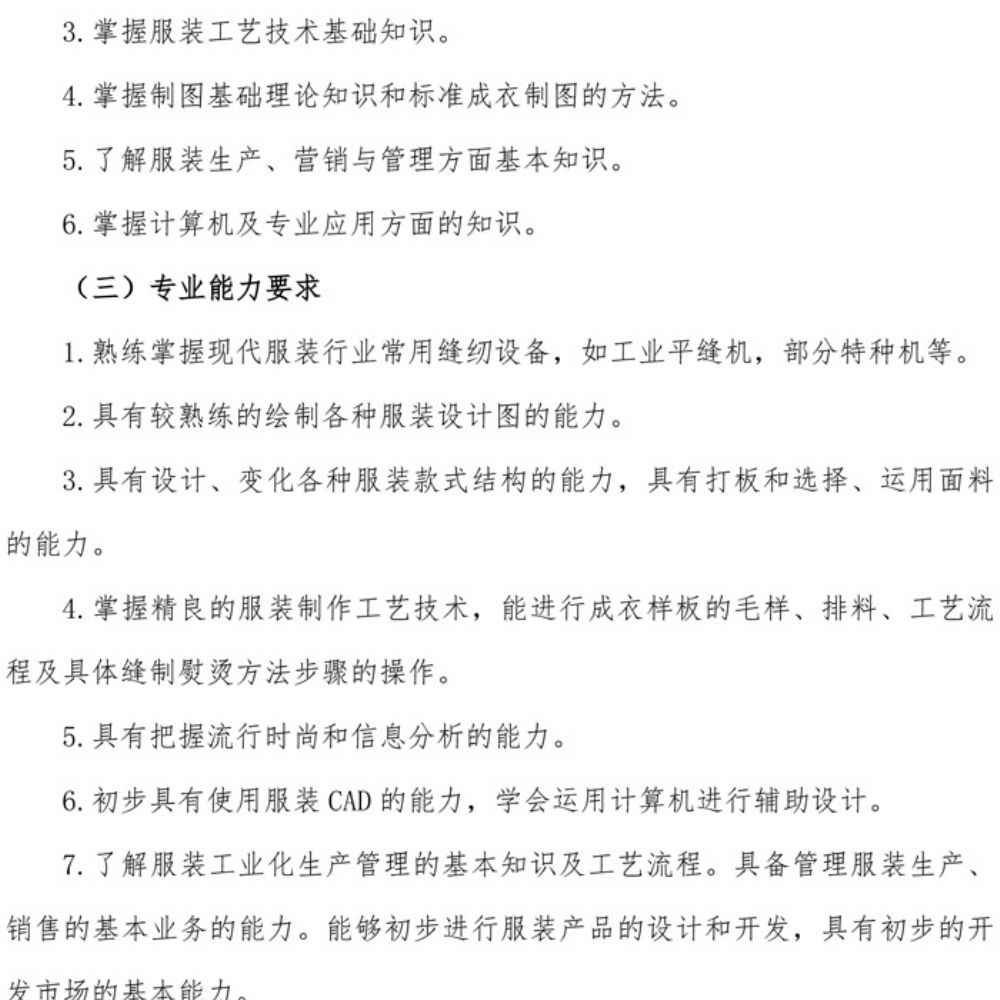 服装设计与工艺专业人才培养方案