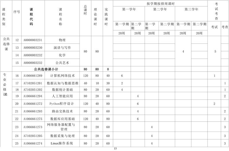 计算机专业（大数据方向）专业人才培养方案