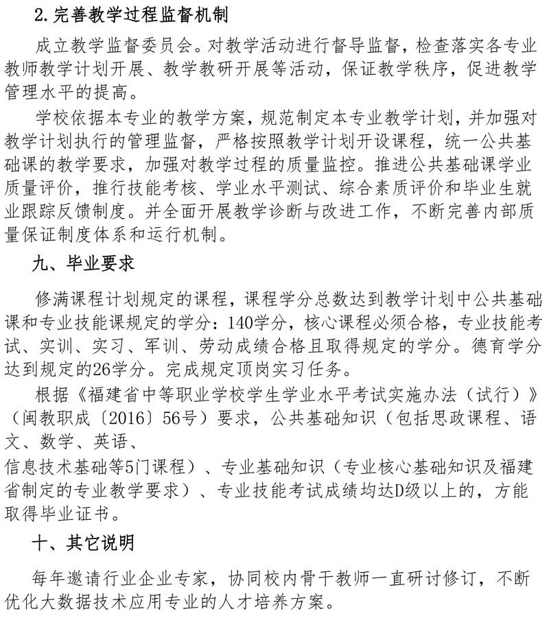 计算机专业（大数据方向）专业人才培养方案