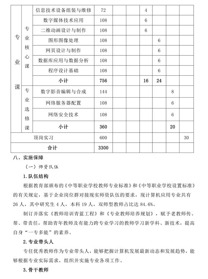 计算机应用人才培养方案