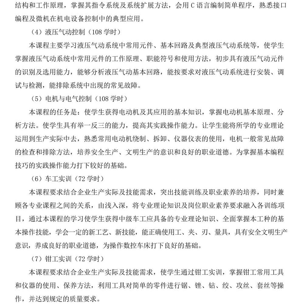 机电技术应用专 业人才培养方案