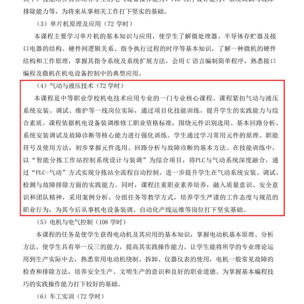 机电技术应用专 业人才培养方案
