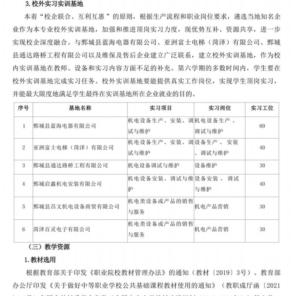 机电技术应用专 业人才培养方案