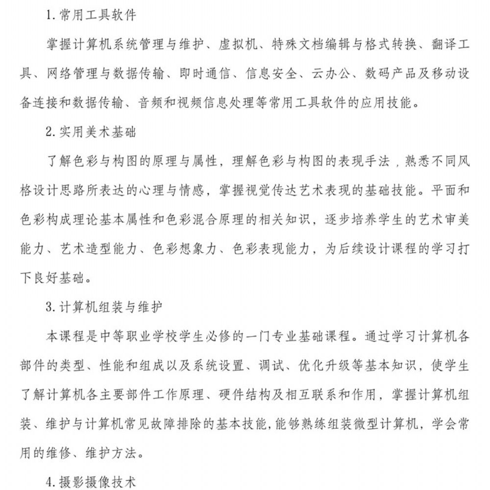 数字媒体技术应用专 业人才培养方案