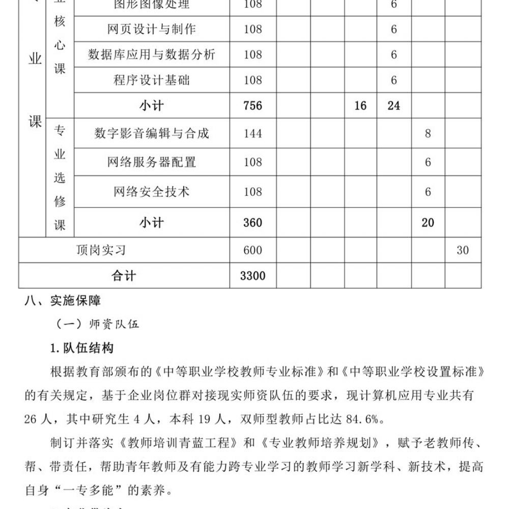 计算机应用人材培养方案